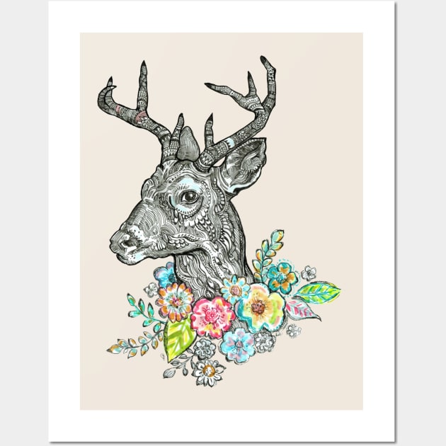 Floral Deer - 1. Wall Art by FanitsaArt